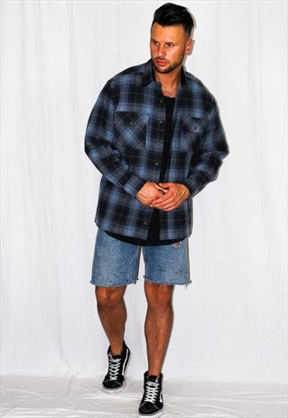 VINTAGE OVERSIZED PLAID FLANNEL SHIRT