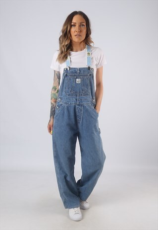 VINTAGE DENIM DUNGAREES BICH REWORKED UK 12 MEDIUM (GB3L)