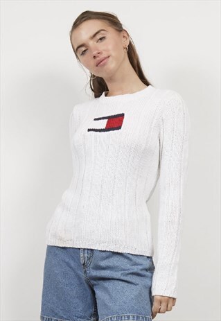 VINTAGE 90'S TOMMY HILFIGER LOGO KNIT JUMPER