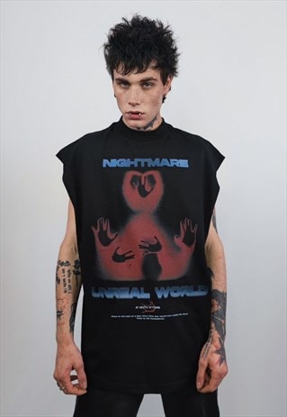 Gothic tank top x-ray surfer vest creepy sleeveless t-shirt