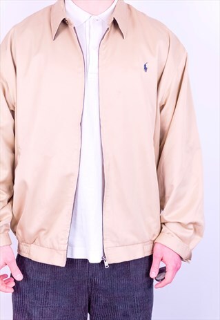 VINTAGE RALPH LAUREN CHECK LINED HARRINGTON JACKET BEIGE XL