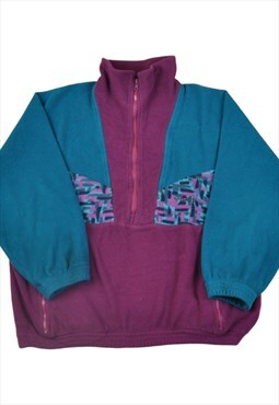 Vintage Brugi Fleece 1/4 Zip Retro Pattern Medium