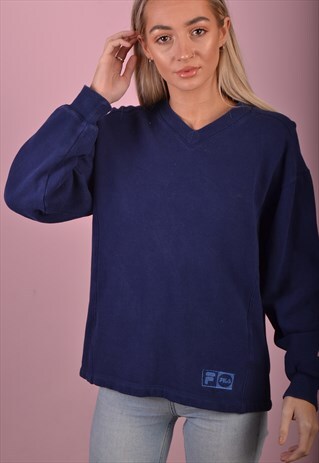 BLUE FILA V NECK SWEATSHIRT GJ4009