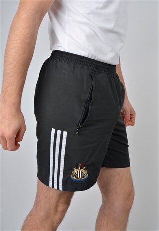 VINTAGE ADIDAS NEWCASTLE UNITED SHORTS IN BLACK