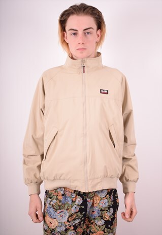 MENS VINTAGE BOMBER JACKET LARGE BEIGE 90S
