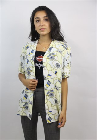 VINTAGE NAUTICAL PATTERNED BLOUSE