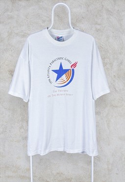 1996 Atlanta Paralympics White T-Shirt  Hanes Men's XL