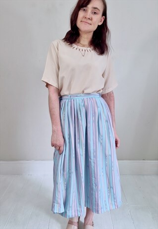 VINTAGE 80'S CANDY STRIPE MIDI SKIRT