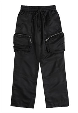 Cargo pocket joggers utility trousers skater pants in black