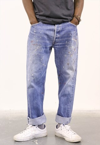 LEVI'S VINTAGE BLUE DENIM PAINT 501 JEANS