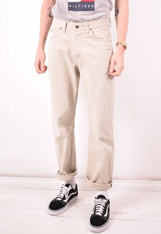 LEE MENS VINTAGE JEANS W30 L30 BEIGE 90S