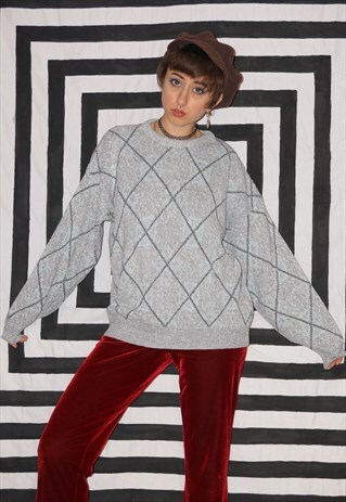 VINTAGE 80'S DIAMOND PATTERNED JUMPER