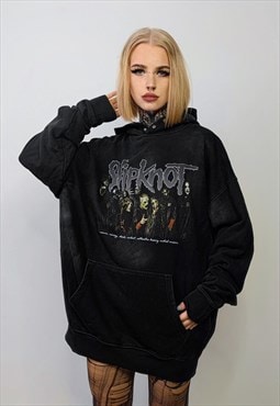 Slipknot hoodie metal band pullover vintage wash jumper grey