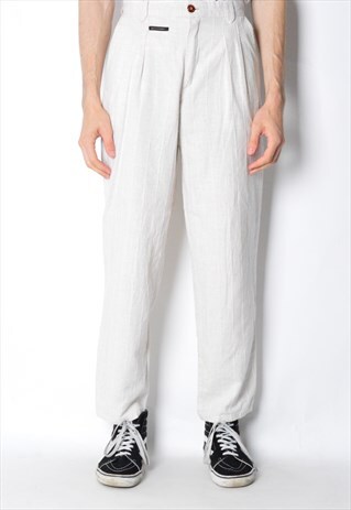 VINTAGE 90S BEIGE LINEN BLEND PANTS