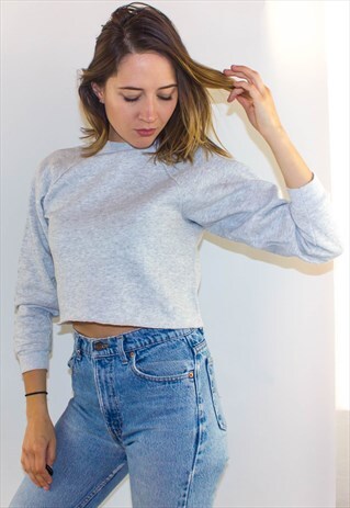 VINTAGE 90'S CROPPED GREY SWEATSHIRT