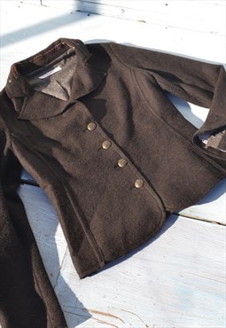 Vintage brown wool blend felt jacket,blazer.