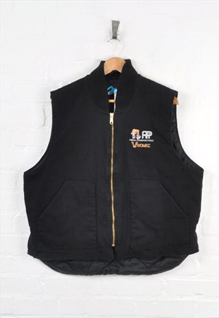 Vintage Workwear Vest Gilet Black Large