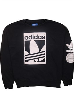 Vintage 90's Adidas Sweatshirt Spellout Crew Neck Black