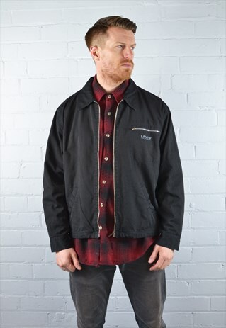 VINTAGE LEVI'S BLACK ZIP UP HARRINGTON JACKET