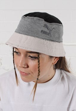 Reworked Vintage Puma Bucket Hat in Patchwork with Logo