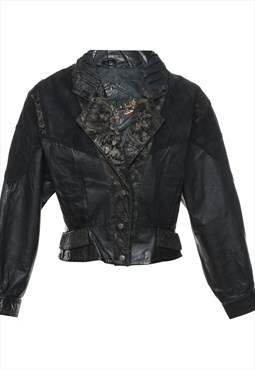 Vintage Black Leather Jacket - L