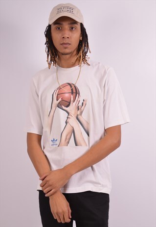 VINTAGE ADIDAS T-SHIRT TOP LOOSE FIT WHITE