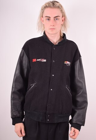 MENS VINTAGE VARSITY JACKET XL BLACK 90S