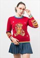 VINTAGE 90'S TEDDY BEAR SWEATER EMBROIDERED PULLOVER