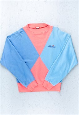 90s Ellesse Blue Pink Minimal Logo Sweatshirt - B2769