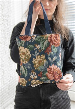 Vintage 80's Multicolour Floral Print Tote Bag