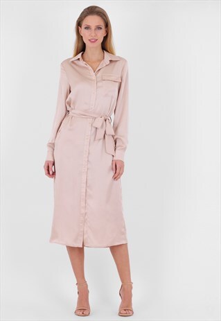 BELTED MAXI SHIRT DRESS