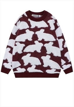 Fluffy sweater knitted rabbit jumper distressed punk top 