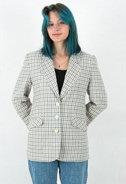 C&A Blazer Check Plaid Suit Jacket UK 10 Coat Eu 36 Tweed
