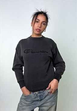 Dark Grey 90s Champion Reverse Weave Spellout Sweatshirt