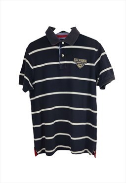 Vintage Tommy Hilfiger Stripped Polo Shirt in Black L