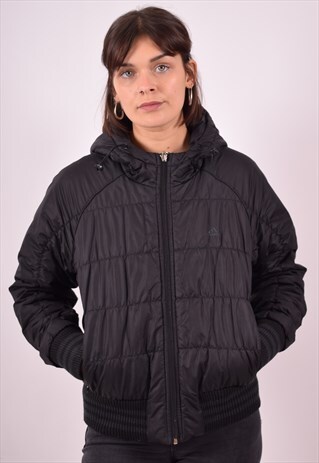 ADIDAS WOMENS VINTAGE PADDED JACKET MEDIUM BLACK 90S
