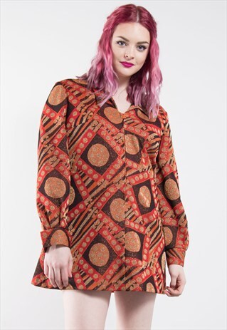 VINTAGE 70'S PATTERNED MINI DRESS