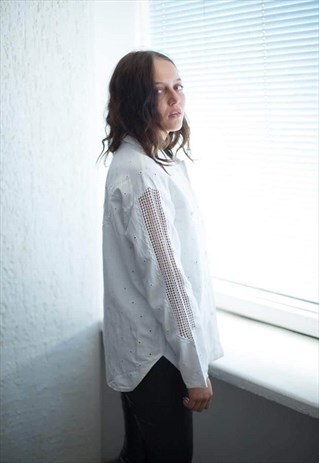 VINTAGE 80'S WHITE LACE DETAILS SHIRT