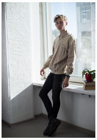 VINTAGE 80'S BEIGE MILITARY JUMPER