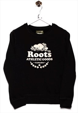 Vintage Roots Sweatshirt Logo Print Black