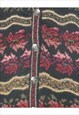 VINTAGE BUTTON-FRONT PATTERNED CARDIGAN - L