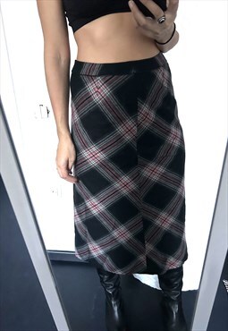 Vintage Tartan Straight Retro Skirt - Small