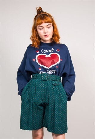 VINTAGE 90'S DARK GREEN PAISLEY PATTERN SUMMER SHORTS