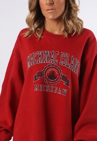 SWEATSHIRT JUMPER OVERSIZED MICHIGAN LOGO UK 20 - 22 (D3O)