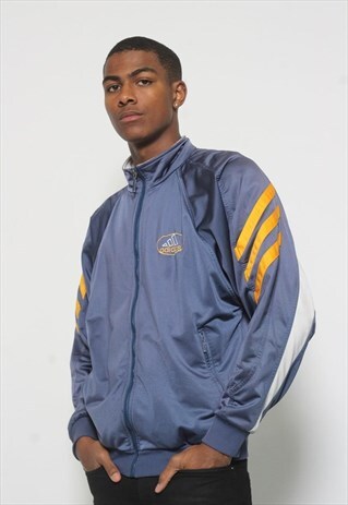 VINTAGE ADIDAS LOGO TRACK JACKET BLUE