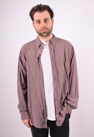 MENS VINTAGE SHIRT XXL BROWN CHECK 90'S
