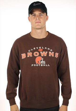 VINTAGE LEE SPORT NFL CLEVELAND BROWNS USA PRINT SWEATSHIRT
