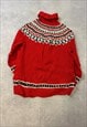 VINTAGE KNITTED JUMPER PATTERNED ROLL NECK CHUNKY SWEATER