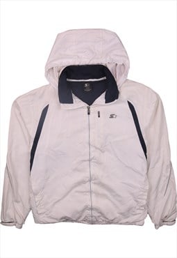 Vintage 90's Starter Windbreaker Hooded Full Zip Up White