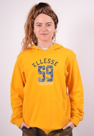 VINTAGE ELLESSE HOODIE JUMPER YELLOW
